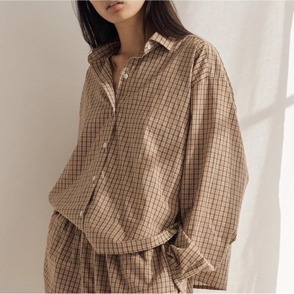 Deiji Studios The Oversized Poplin Shirt Gingham Organic Cotton Check Grandpa M